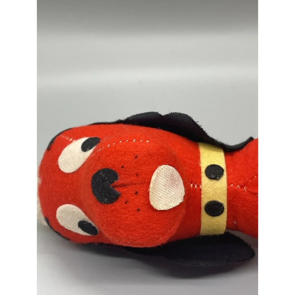 Vintage MCM‎ Red Felt Dog Christmas Decoration Made In Japan